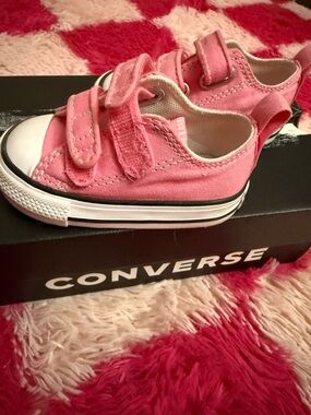Converse Kids Pink Canvas Velcro Sneakers